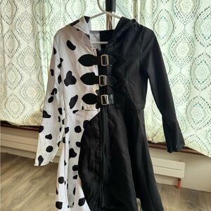 Kids Black & White Cruella/Dalmatian Hooded Costume Dress